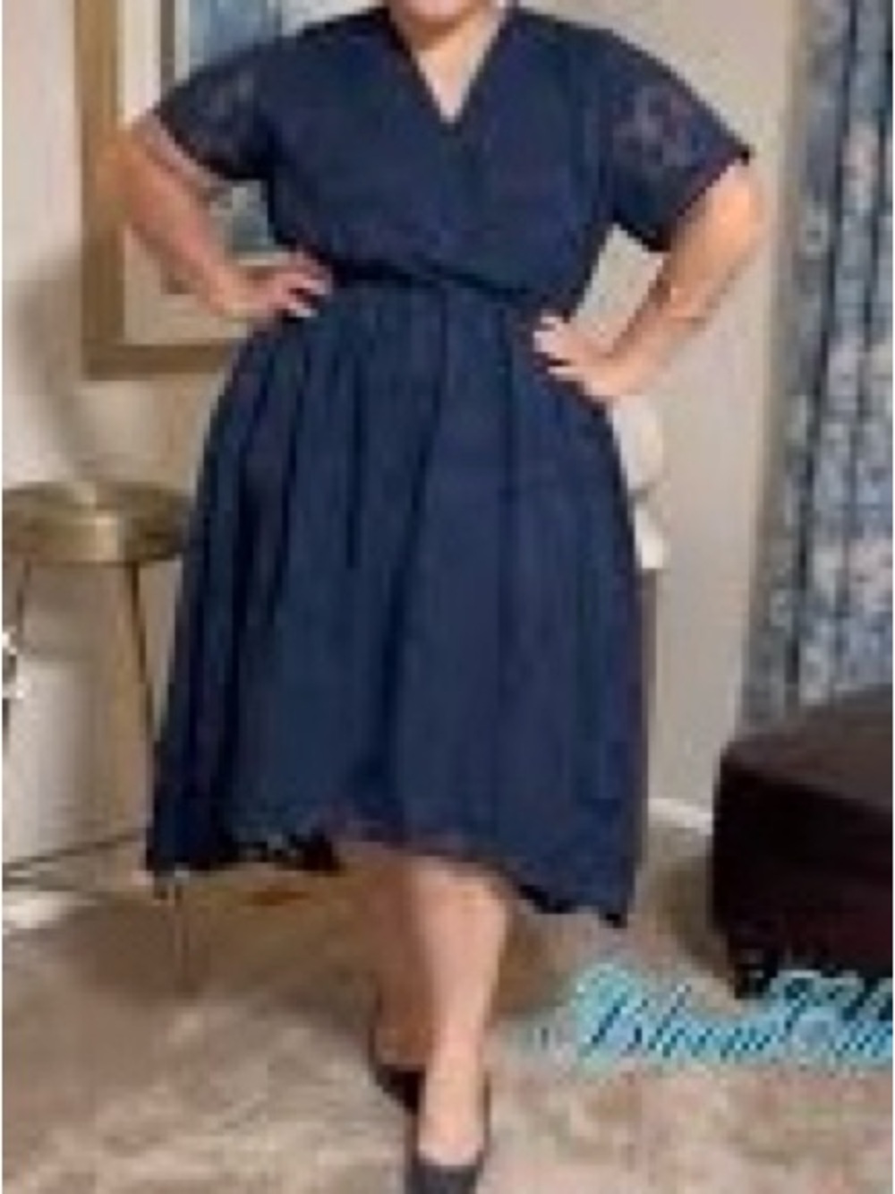 NWT BloomChic 28 Navy floral burnout Dress